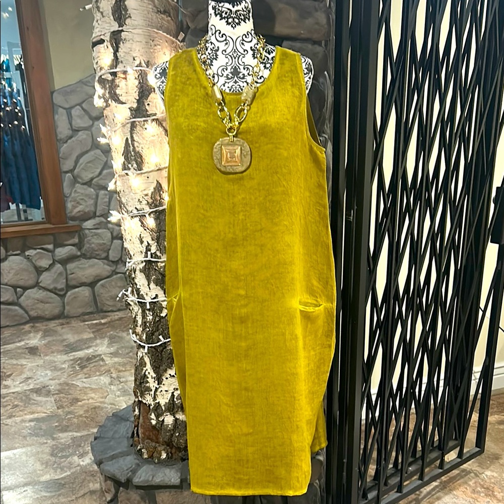 NWT Dolman 100% Linen Sheath Sleeveless Dress S/M